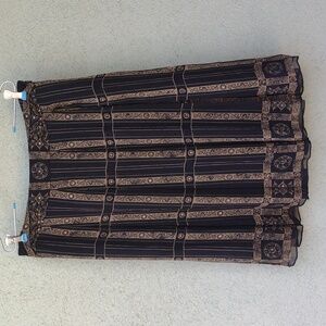 Alfani Brown and Black Pleated Silk Midi Skirt 10P